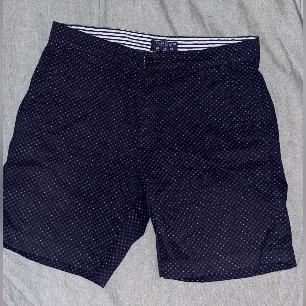 Denim & Flower Floral Printed Navy Shorts